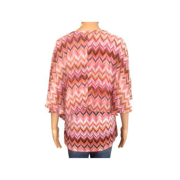 Liz McCoy Boho V-Neck Flowy Multicolor Tunic Top Size L - Picture 4 of 8